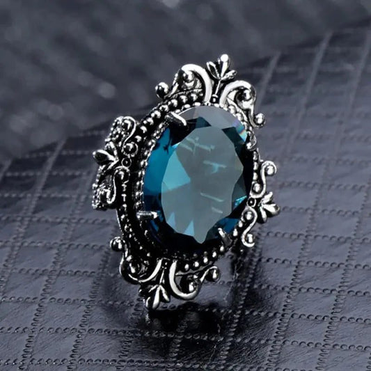 Vintage Oval Blue CZ Women’s Rings
