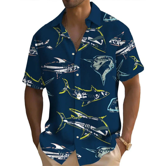 2024 Men's Hawaiian Shirts 3D Shark Print