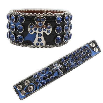 Punk Western Rhinestone Link Chain Bracelet