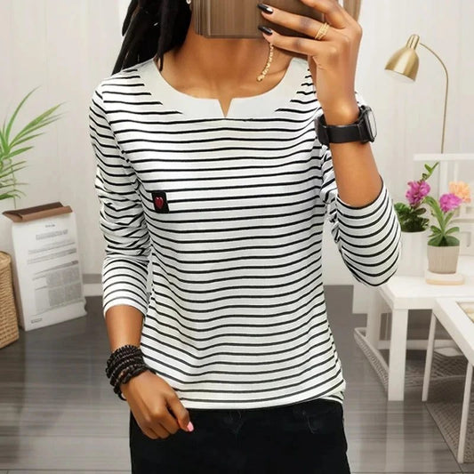 2024 Spring Women's Striped Long Sleeve T-Shirt