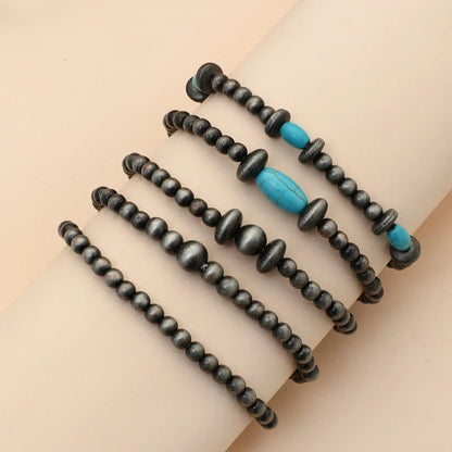 Vintage Turquoise Inlaid Navajo Pearl Bracelets Set