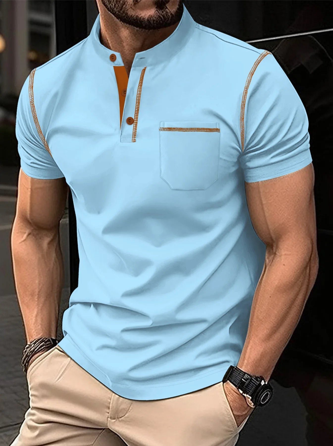 Trendy Men's Pocket Polo Shirt for Summer
