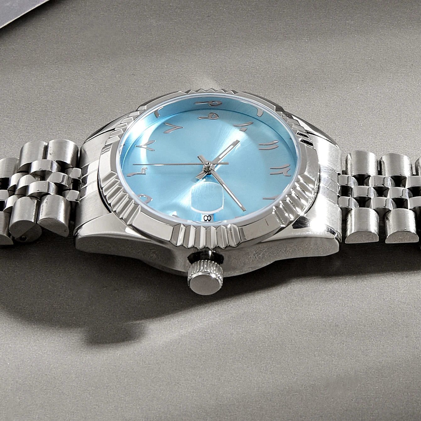 Unisex Baby Blue Mechanical Waterproof Wristwatch