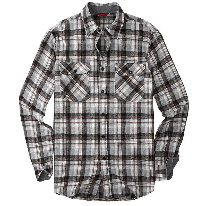 Men's Casual Long Sleeve Plaid Flannel Shirt
