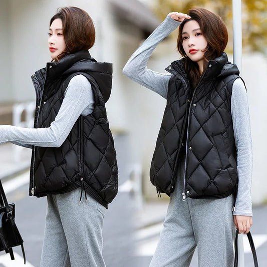 Women’s Warm Down Cotton Hooded Vest