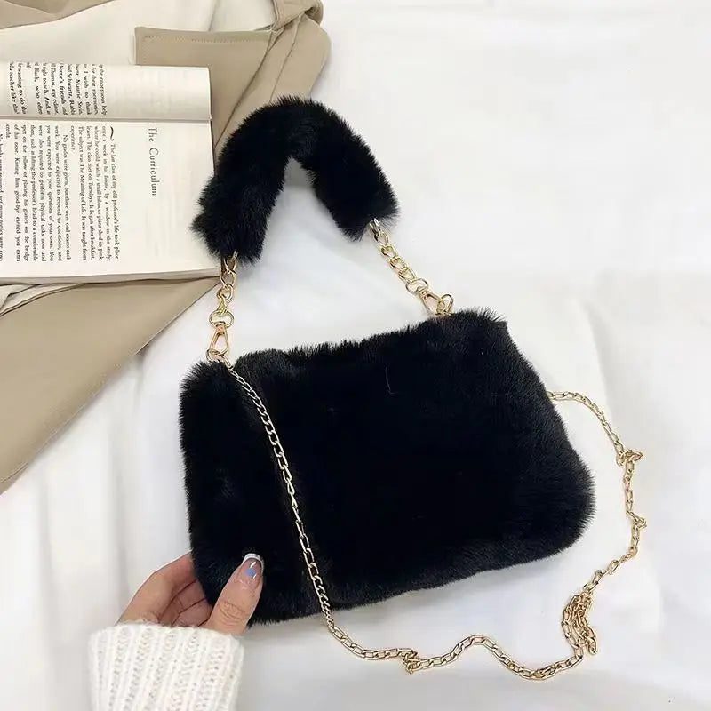 Winter Plush Crossbody Tote Bag for Women