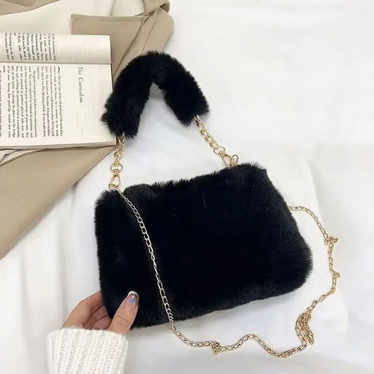 Winter Plush Crossbody Tote Bag for Women