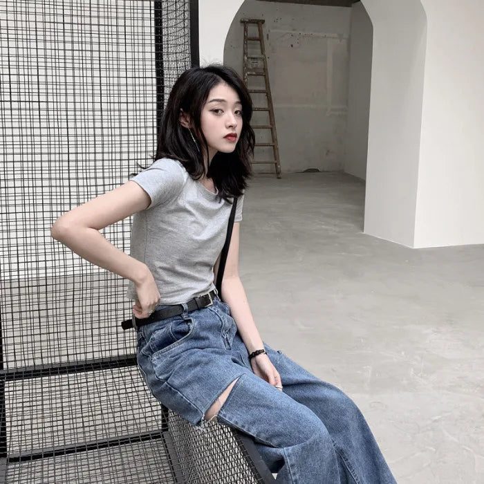 9 Colors Women's Cropped T-Shirt for Summer