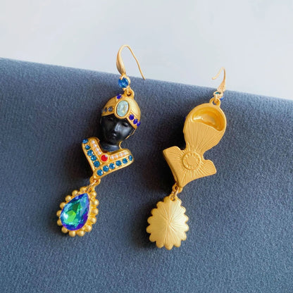 Elegant Vintage Blue Crystal Western Earrings