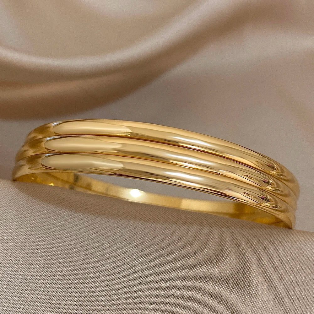 3pcs Waterproof Gold Plated Bangle Bracelets