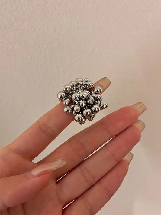 Vintage Metal Beads Open Ring for Women