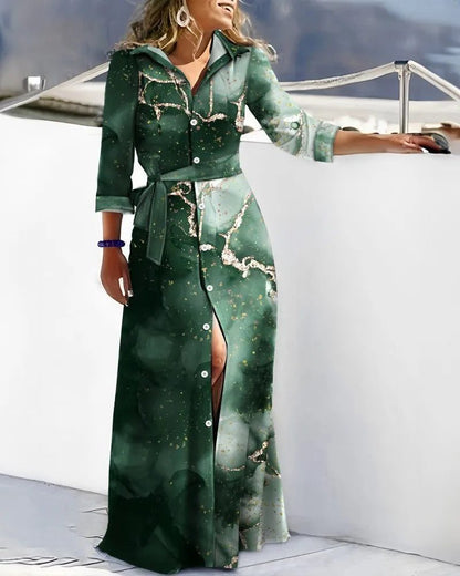 Elegant Striped Lace-Up Shirt Dresses for Women