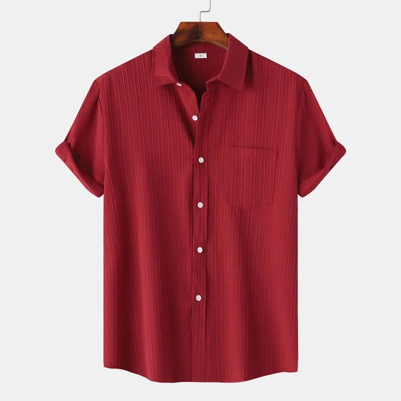 Men's Green Linen Short Sleeve Shirts