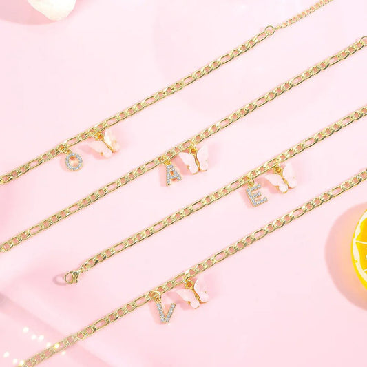 Waterproof Initial Letter Anklets for Women