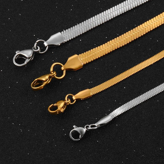 18k Gold Plated Waterproof Herringbone Necklace