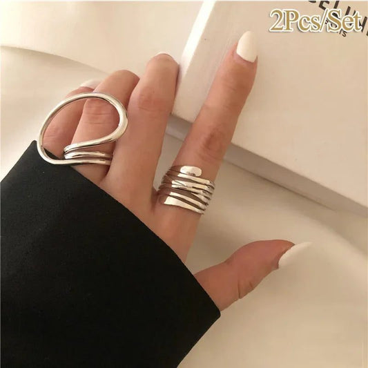Y2K Vintage Adjustable Silver Punk Rings