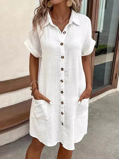 Elegant Summer Short Sleeve Women Dress Shirts
