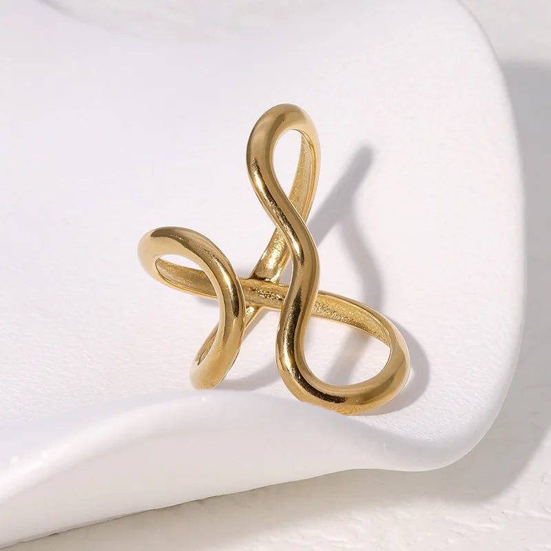 Trendy Waterproof Open Ring 18K Gold Jewelry