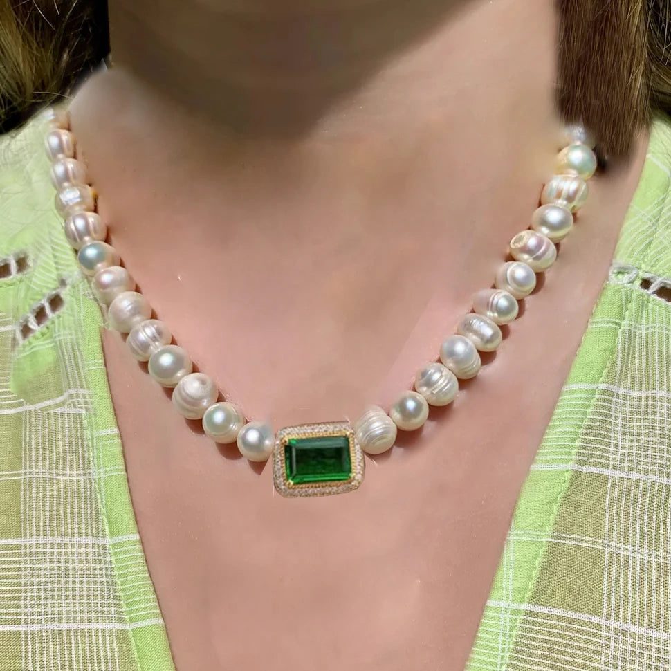 Chunky Cherry Pendant Necklace with Pearls