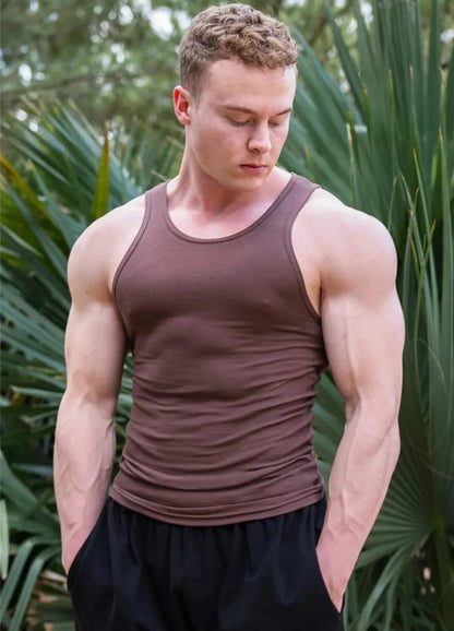 2024 Men's Slim Ribbed Fitness Tank Top