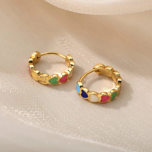 Waterproof Gold Heart Earrings for Women