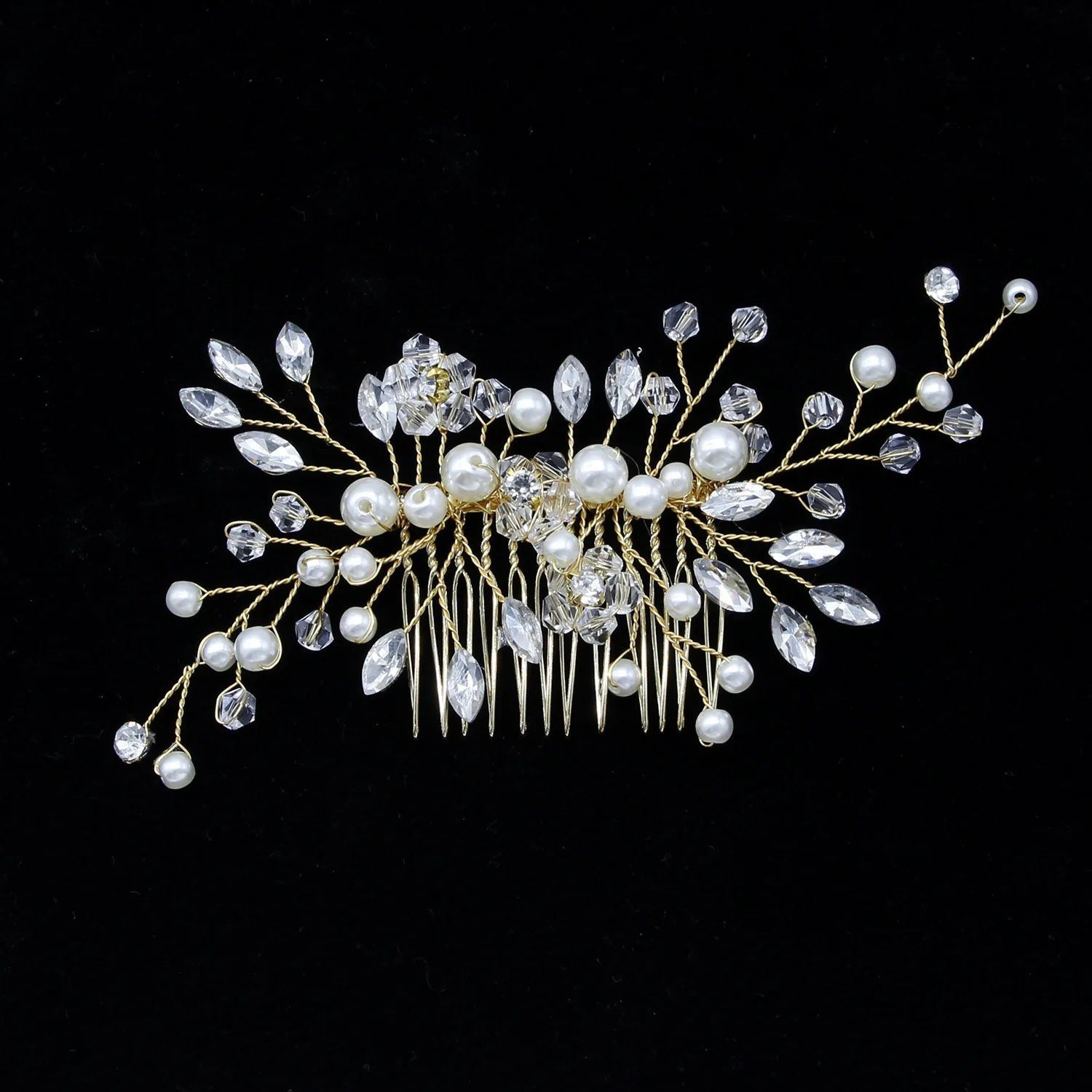 Elegant Floral Crystal Pearl Wedding Hairpin