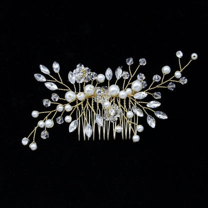 Elegant Floral Crystal Pearl Wedding Hairpin