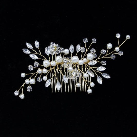 Elegant Floral Crystal Pearl Wedding Hairpin