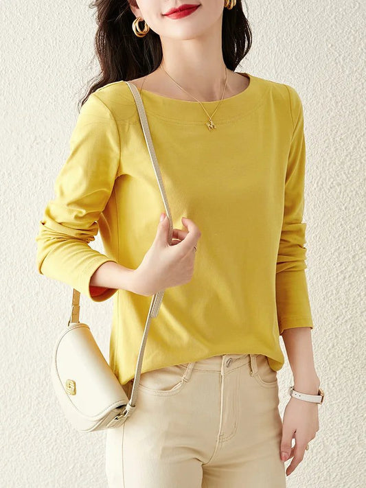 Trendy Long Sleeve Cotton T-Shirts for Women