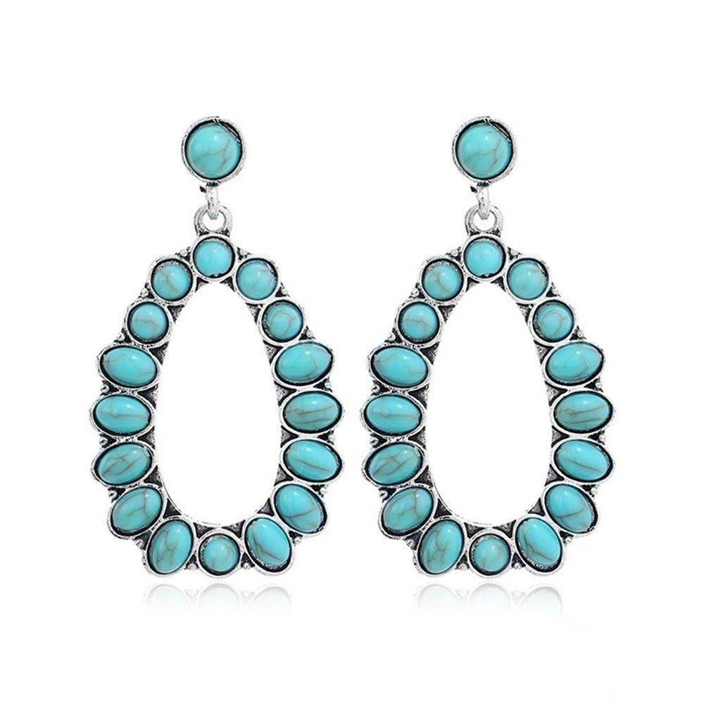 Trendy Vintage Western Bohemian Turquoise Dangle Earrings
