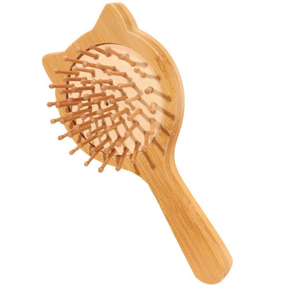 Cat-Shaped Bamboo Travel Hair Detangling Brush