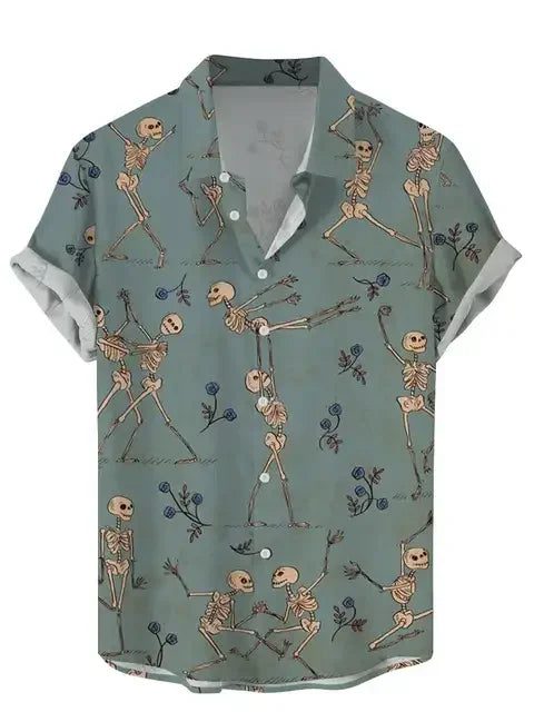 Funny Vintage Skull Floral Hawaiian Shirt