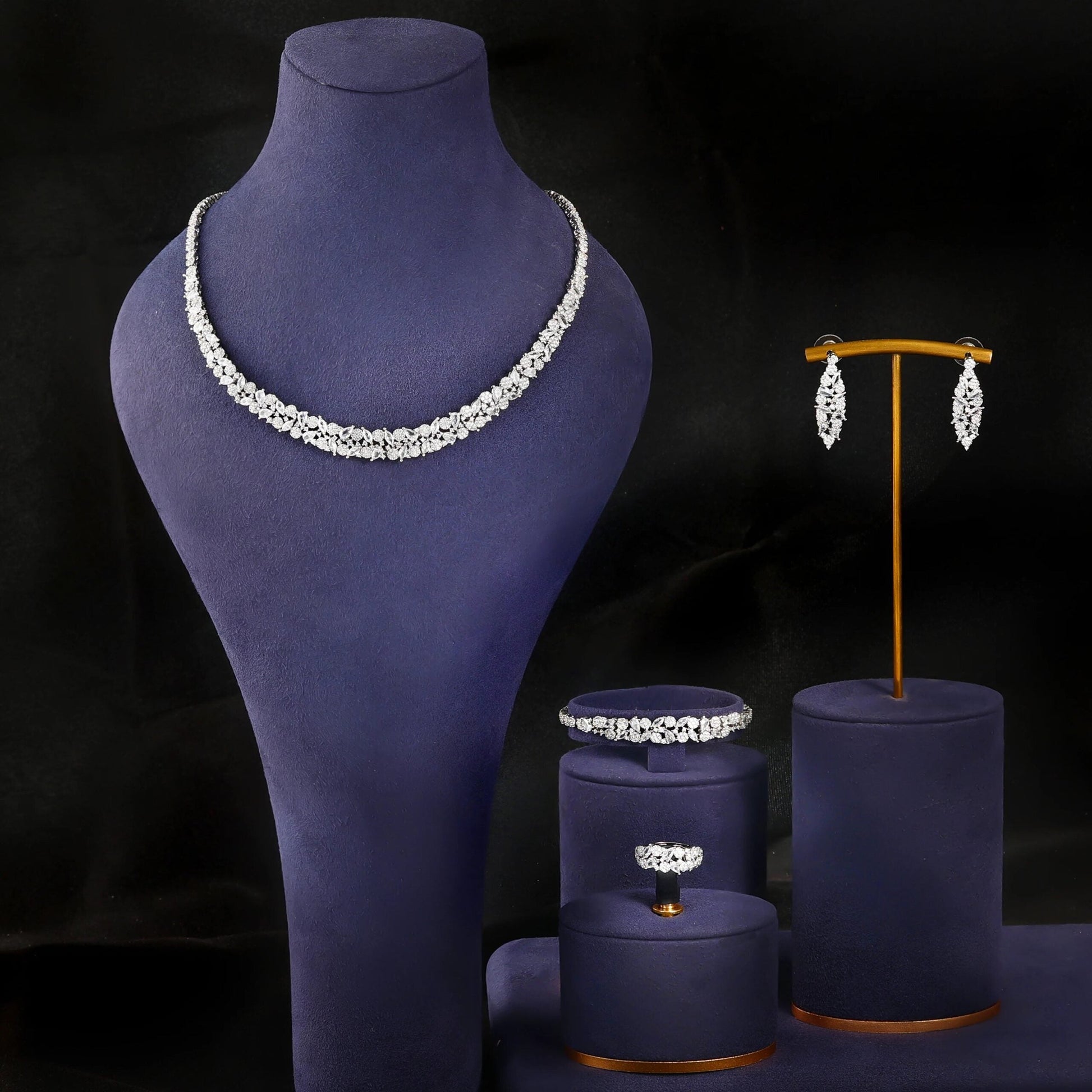 Elegant 4-Piece Cubic Zirconia Wedding Jewelry Set