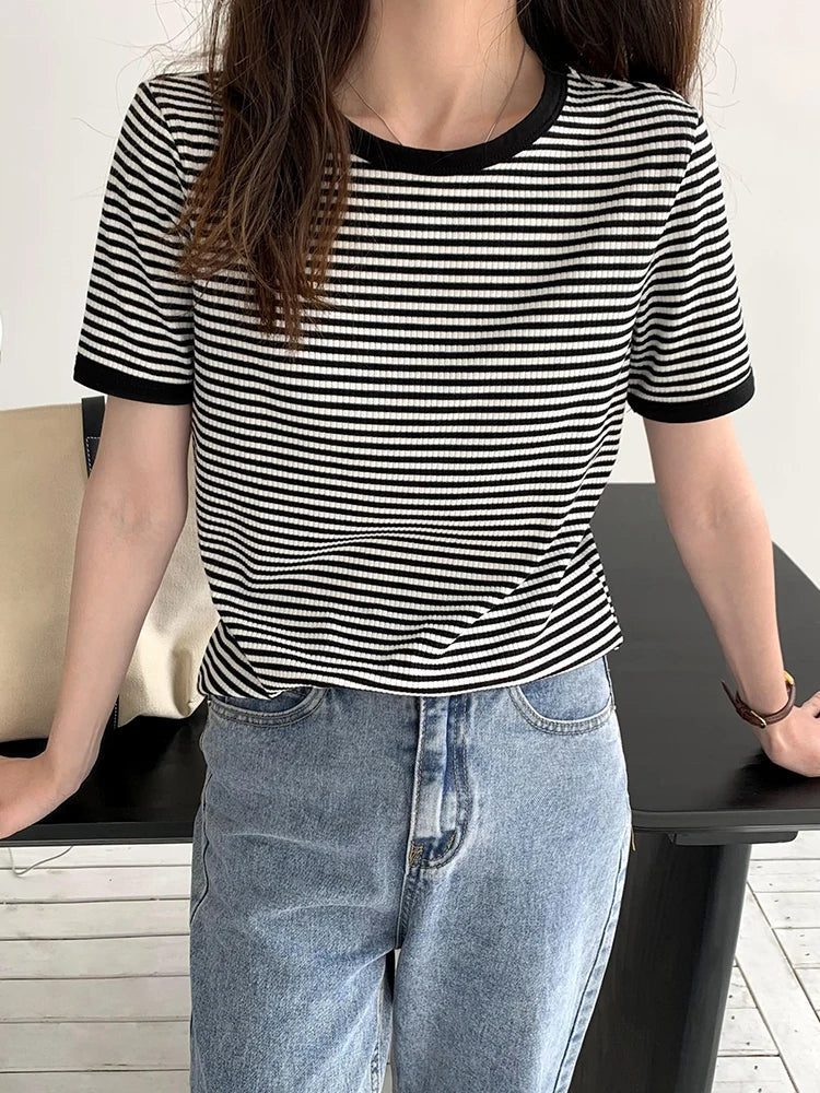 Women's Striped Short Sleeve Summer T-shirt