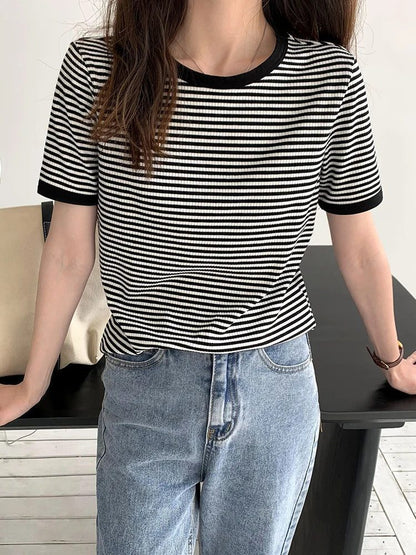 Women's Striped Short Sleeve Summer T-shirt