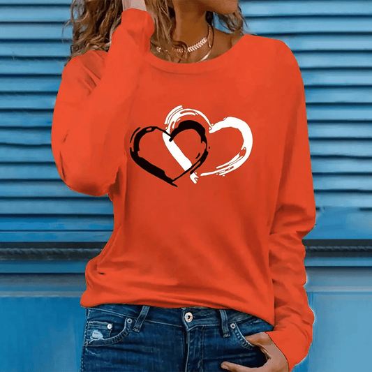 Trendy Oversized Heart Print Cotton T-Shirts