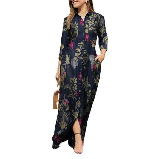 Chic Floral Print Long Sleeve Dresses