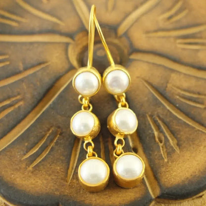 Vintage Gold Ornate Turquoise Earrings for Women
