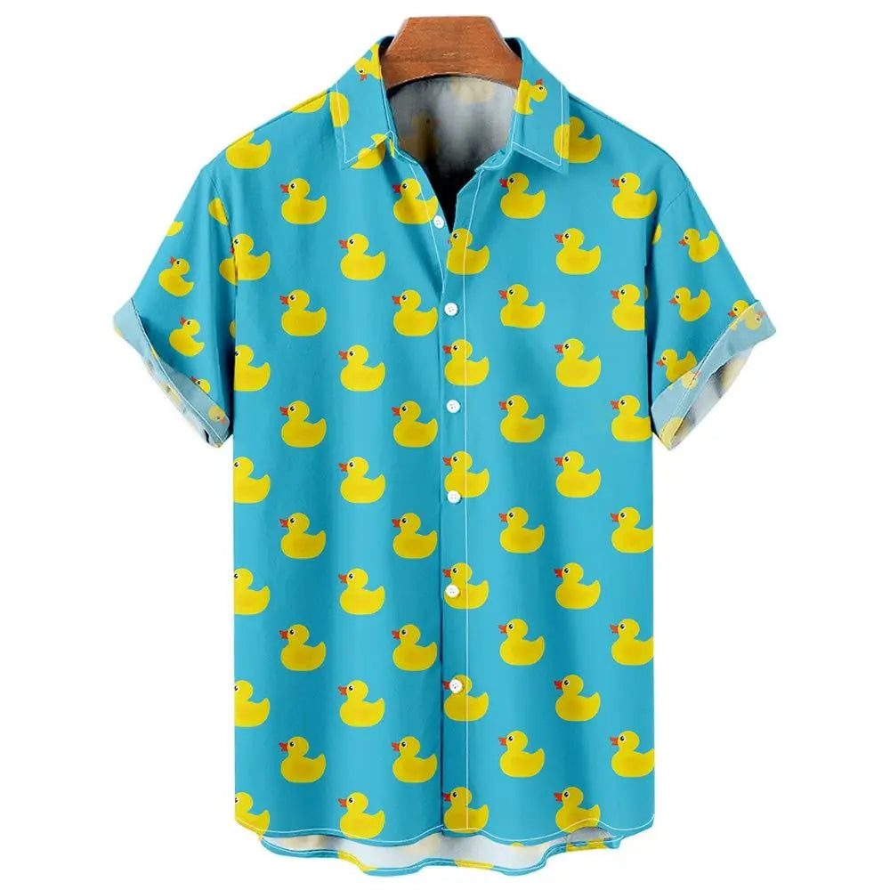 Men's Hawaiian Duck Print Short Sleeve Shirt