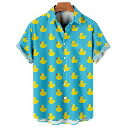 Men's Hawaiian Duck Print Short Sleeve Shirt