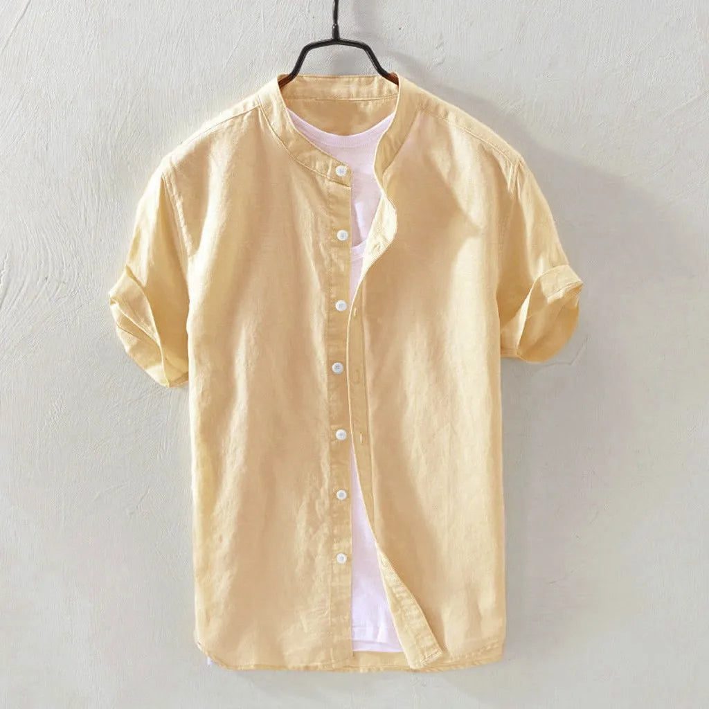 2024 Men's Casual Cotton Linen Short Sleeve Shirt