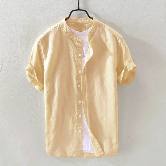 2024 Men's Casual Cotton Linen Short Sleeve Shirt