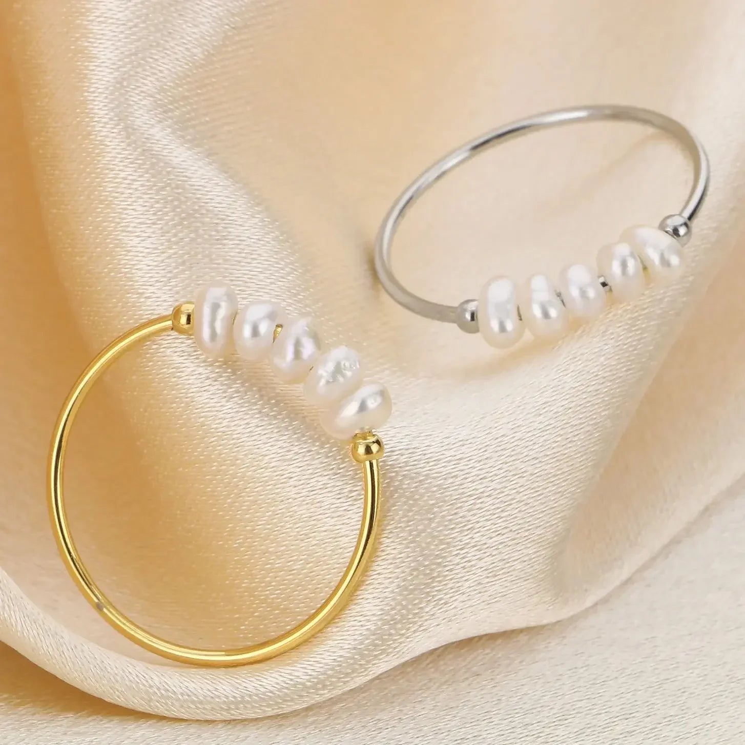 Waterproof Gold Stainless Steel Pearl Ring