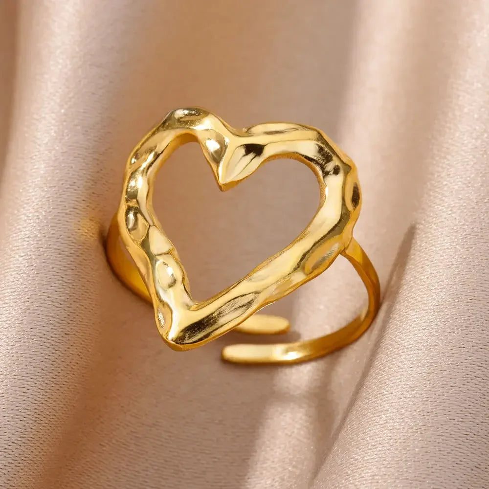 Waterproof Aesthetic Heart Gold Wedding Ring