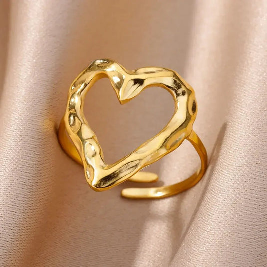 Waterproof Aesthetic Heart Gold Wedding Ring