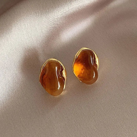 Amber Geometric Stud Earrings for Women