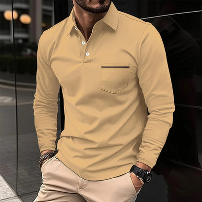 Men's Long Sleeve Pocket Polo T-Shirt