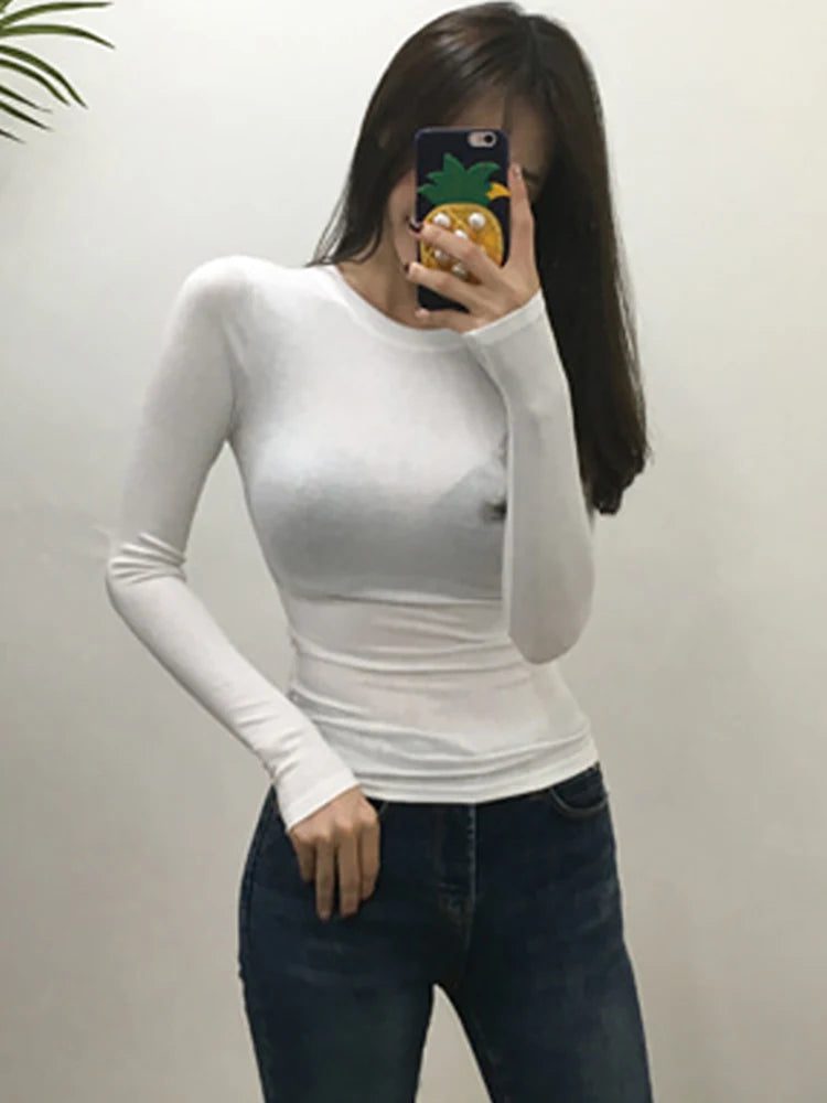 Trendy Long Sleeve Cotton T-Shirts for Women