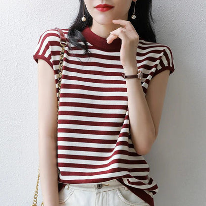 2024 Summer Women's Striped Cotton T-Shirt