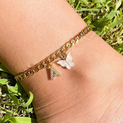 Waterproof Initial Letter Anklets for Women